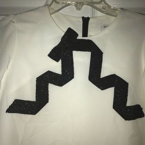 Milly minis white long sleeve boatneck blouse